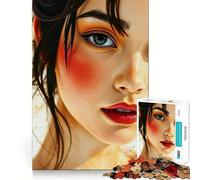Rompecabezas de 1000 Piezas para Adultos con Rostro de una Hermosa Mujer asiática Juego de ingenio Regalo Ideal para ejercitar la Mente Juego de cumpleaños (50x75cm)