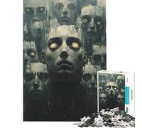 Rompecabezas de 1000 Piezas para Adultos con rostros surrealistas Pintados en Tonos Oscuros Difícil y desafiante para la diversión Familiar Juegos Divertidos para Mayores de 14 años 38x26cm