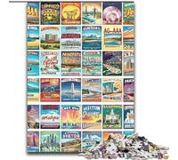 Rompecabezas de 1000 Piezas para Adultos, con Sellos Postales Antiguos, Collage, 26x38cm, Colorido, decoración del hogar y Juego Interactivo para la Familia