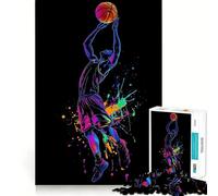 Rompecabezas de 1000 piezas para adultos con silueta de jugador de baloncesto Articulaciones precisas Divertido,juego inteligente Regalo ideal para momentos de paz y decoración de cumpleaños (38x52cm)