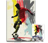 Rompecabezas de 1000 Piezas para Adultos con Silueta de Jugador de fútbol belgaJuego de Aprendizaje de Pensamiento estratégicoRegalo Ideal para Cualquier eventoTamaño 38x52cm