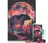 Rompecabezas de 1000 Piezas para Adultos con Silueta de Oso y Galaxia,diseño de Borde, Ideal para desarrollar la Agilidad Mental, Jugar y divertirse en cumpleaños (50x75cm)