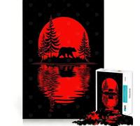 Rompecabezas de 1000 Piezas para Adultos con Silueta de Oso y Reflejo de Sol Rojo Articulaciones precisas y fácil de Usar Regalo Ideal para Jugar y Disfrutar de un Momento de Paz Decoración