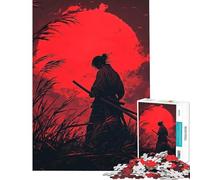 Rompecabezas de 1000 Piezas para Adultos con Silueta de samurái Diseño difícil y desafiante Juego práctico de Montaje Apto para Mayores de 14 años 38x26cm