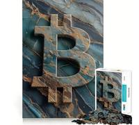 Rompecabezas de 1000 Piezas para Adultos con símbolo de Bitcoin sobre mármol,Arte de Corte Fino,Juego Mental,Regalo para Momentos de Tranquilidad,Regalo Divertido de cumpleaños (50x75cm)