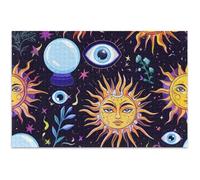 Rompecabezas de 1000 piezas para adultos con soles místicos, rostros, ojos, rompecabezas familiar, regalos únicos, rompecabezas floral, paisaje floral, 29.5 x 19.7 pulgadas