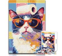 Rompecabezas de 1000 Piezas para Adultos con Sombrero de Papel higiénico, diseño de Gato Genial, Juego de Aprendizaje de Pensamiento estratégico, Regalo Ideal para Cualquier Evento, tamaño 38x52cm