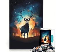 Rompecabezas de 1000 Piezas para Adultos con temática de Animales, Naturaleza, Ciervos y Cosmos Juego Familiar para la interacción Entre Padres e Hijos cumpleaños y Navidad 38x26cm