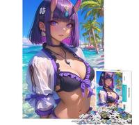 Rompecabezas de 1000 Piezas para Adultos con temática de Anime Oni Girl en la Playa Diversión en casa Ideal para Actividades Familiares y como Juguete antiestrés para Mayores de 14 años Juego 38x52cm