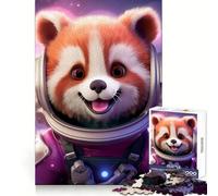 Rompecabezas de 1000 Piezas para Adultos con temática de bebés astronautas y Pandas Rojos Ideal para desarrollar la Capacidad cognitiva,relajar la Mente y divertirse Cierre sólido