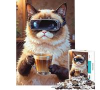 Rompecabezas de 1000 piezas para adultos con temática de café y realidad virtual ideal para juegos educativos desafíos juegos relajantes regalo de cumpleaños o como obsequio artístico (tamaño 38x26cm)