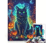 Rompecabezas de 1000 Piezas para Adultos con temática de Gatos Relacionados con Halloween, Juego Imposible, Ideal para la diversión Familiar, cumpleaños y Navidad 38x52cm
