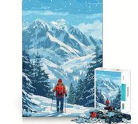Rompecabezas de 1000 Piezas para Adultos con temática de Senderismo en la montaña en Invierno Juego de lógica con Cortes de precisión y Bordes Lisos reuniones Familiares (38x26cm)