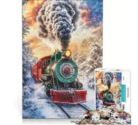 Rompecabezas de 1000 Piezas para Adultos con temática de Trenes navideños Juego práctico difícil y desafiante Ideal para Decorar el Escritorio 38x52cm