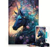 Rompecabezas de 1000 Piezas para Adultos con temática de Unicornios y Bosque mágico Juego de Memoria Divertido Componentes Resistentes y de Corte Limpio aliviar el estrés (38x52cm)