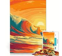Rompecabezas de 1000 Piezas para Adultos con temática de Windsurf en la Playa Juego de concentración Mental, Corte láser Actividad Nocturna Divertida para Toda la Familia (38x52cm)