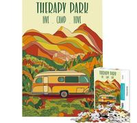 Rompecabezas de 1000 Piezas para Adultos con temática Retro de Camping Terapia y Parque Rompecabezas de Arte Juego de ingenio y antiestrés (tamaño 38x52cm)