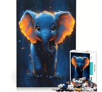 Rompecabezas de 1000 Piezas para Adultos con un Adorable Dibujo de un bebé Elefante, Ideal para armar, Mejorar la Memoria cumpleaños y Navidad 38x26cm