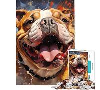 Rompecabezas de 1000 Piezas para Adultos con un Alegre Bulldog inglés Juego Relajante para Adultos Desafío difícil Regalo para Reducir el estrés (Tamaño 38x52cm)