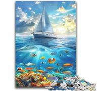 Rompecabezas de 1000 Piezas para Adultos con un Barco navegando en el océano Ayuda a ejercitar el Cerebro Juguetes adictivos para Cultivar la Paciencia y la interacción Entre Padres e Hijos (38x52cm)