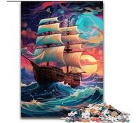 Rompecabezas de 1000 Piezas para Adultos, con un Barco Pirata Colorido, Ideal para cumpleaños, Fiestas y Ocasiones Especiales (tamaño 26x38cm)