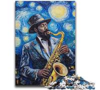 Rompecabezas de 1000 Piezas para Adultos, con un Cielo Nocturno y una interpretación de saxofón, Ideal para Adolescentes Diversión Familiar, Toda la Familia (50x75cm)