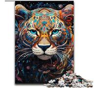Rompecabezas de 1000 Piezas para Adultos con un Colorido Arte de Leopardo Hecho de Madera,lo Que lo Convierte en un Gran Regalo para la diversión Familiar de 50x75cm para Vacaciones,cumpleaños