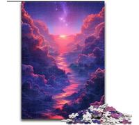 Rompecabezas de 1000 Piezas para Adultos con un Colorido Paisaje Extraterrestre Hecho de Madera, navideño,Obra de Arte humorística,Obra de Arte Detallada de 50x75cm para cumpleaños