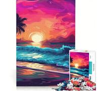 Rompecabezas de 1000 Piezas para Adultos con un Hermoso Atardecer en la Playa, Ideal para Decorar la Pared, fomentar la interacción Entre Padres e Hijos y Perfecto como Regalo 50x75cm