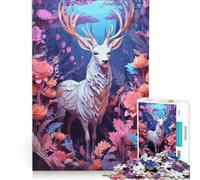 Rompecabezas de 1000 Piezas para Adultos con un Hermoso Ciervo psicodélico, Ideal para Hacer tú Mismo, Actividades Divertidas en casa y para Fortalecer el Amor en Pareja 38x52cm