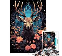 Rompecabezas de 1000 Piezas para Adultos con un Hermoso diseño psicodélico de Ciervo Que estimula la Inteligencia Juguetes adictivos Juego práctico decoración de Pared Ideas para Regalos (50x75cm)
