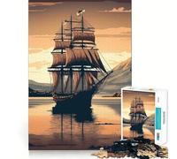 Rompecabezas de 1000 Piezas para Adultos con un Hermoso velero,Bordes Lisos,Juguete de construcción y concentración,Juego Relajante con Escena navideña (50x75cm)