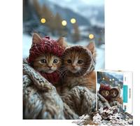 Rompecabezas de 1000 Piezas para Adultos con un Lindo Gato Invernal Juego Imposible para un desafío Educativo Regalos de Juguete Ideas para Aprender y educar (Tamaño 75x50cm)