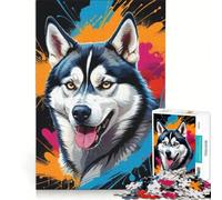 Rompecabezas de 1000 Piezas para Adultos con un Lindo Husky, Ideal para Decorar la Pared o para divertirse en Familia Perfecto como Regalo de cumpleaños o para Llevar de Viaje 38x26cm