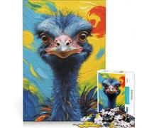 Rompecabezas de 1000 Piezas para Adultos con un simpático Avestruz, Ideal para Jugar en Familia, Relajarse intelectualmente, colección de Artistas y Bellas Artes 50x75cm