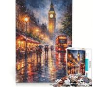 Rompecabezas de 1000 Piezas para Adultos con una Colorida Pintura de Londres, Ideal para Relajarse, interactuar Entre Padres e Hijos, como Regalo de cumpleaños o para viajeros 38x52cm