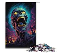 Rompecabezas de 1000 Piezas para Adultos con una Colorida Pintura psicodélica de Zombis. Rompecabezas de Madera para Adultos Juegos Familiares cumpleaños. 1000 Piezas (38 x 26 cm).