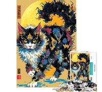 Rompecabezas de 1000 Piezas para Adultos con una elaborada ilustración de un Gato de Influencia asiática Rompecabezas para Adultos Juegos Familiares para Mejorar la Memoria regaloss para cumpleaños