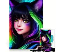 Rompecabezas de 1000 Piezas para Adultos con una Hermosa Chica Gato de Anime,Bordes Suaves,Juguete de construcción para concentrarse,Juego Relajante,Escena navideña (50x75cm)