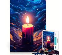 Rompecabezas de 1000 Piezas para Adultos con una Hermosa Vela encendida,Bordes Lisos,Juguete de construcción para concentrarse y Jugar,Juego Relajante con Escena navideña (38x26cm)