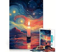 Rompecabezas de 1000 Piezas para Adultos con una Hermosa Vela encendida,Ideal para Recortar,decoración,Juego para concentrarse,Juego Relajante,Escena navideña (38x26cm)