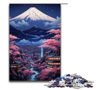 Rompecabezas de 1000 Piezas para Adultos con una Hermosa Vista Nocturna del Monte Fuji Rompecabezas de Madera Juego Educativo Juguete de desafío 1000 Piezas (75 x 50 cm)