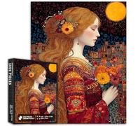 Rompecabezas de 1000 piezas para adultos con vestido largo rojo para adultos, fondo de cielo nocturno, rompecabezas colorido para decoración del hogar, regalos, rompecabezas familiar, perfecto para