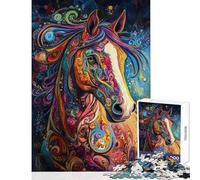 Rompecabezas de 1000 Piezas para Adultos con Vibrantes diseños de Caballos Juego Interactivo Que Mejora la Memoria y es antiestrés Colección de Artistas Bellas Artes (38x52cm)