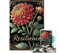 Rompecabezas de 1000 Piezas para Adultos con Vibrantes Flores de Dalia y diseño de resiliencia en un Marco Dorado Juego práctico para Adultos con Corte de precisión Diversión en casa (Tamaño 38x26cm)