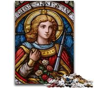 Rompecabezas de 1000 Piezas para Adultos, con vidrieras de San Agustín, difícil y desafiante, con póster a Juego y Hoja de Trivia para niños de 14 años, 50x75cm