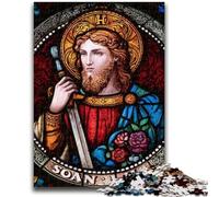 Rompecabezas de 1000 Piezas para Adultos, con vidrieras de San Agustín, para Adolescentes, Juguete Educativo, Divertidos Juegos Familiares, decoración única para el hogar (75x50cm)