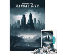 Rompecabezas de 1000 Piezas para Adultos con Vista a Kansas City Juego Familiar Educativo Juguete desafiante Excelentes Regalos y Juguetes para aliviar el estrés (tamaño 38x26cm)