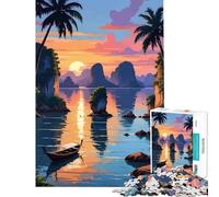 Rompecabezas de 1000 Piezas para Adultos con Vista a la bahía de Phang NGA Juguete Intelectual Que estimula el Cerebro el análisis y la lógica Excelentes Regalos y Juguetes (tamaño 75x50cm)