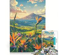 Rompecabezas de 1000 Piezas para Adultos con Vista a la montaña y Ave del paraíso Juegos educativos difícil y desafiante Juego de desafío único 38x26cm